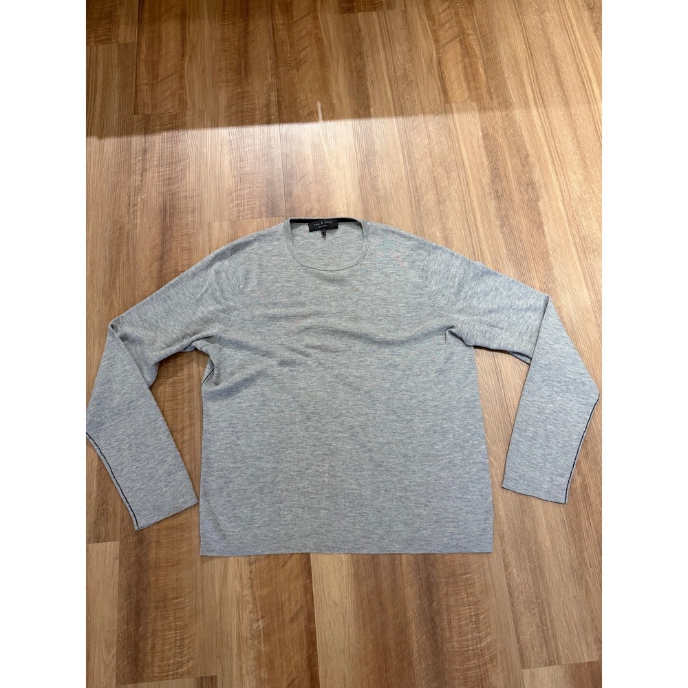 Rag & Bone Sweater Mens XXL Grey 100% Merino Wool Long Sleeve Crewneck Heathered